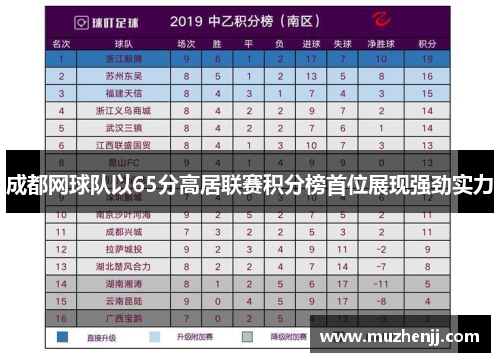 成都网球队以65分高居联赛积分榜首位展现强劲实力